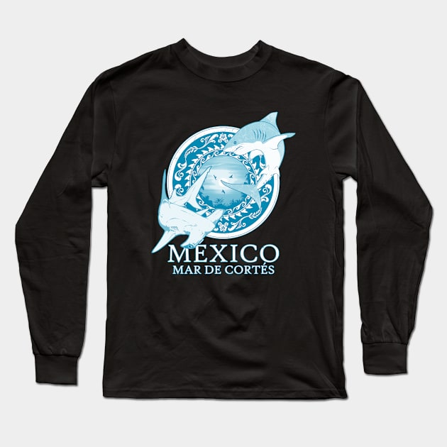White Shark and Hammerhead Shark Mexico Sea of Cortez Long Sleeve T-Shirt by NicGrayTees